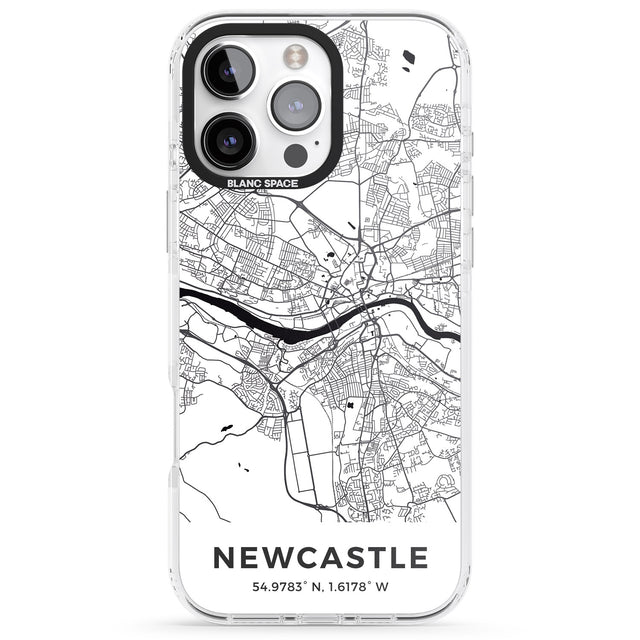 iPhone 16 Pro Max Map of Newcastle, England Black Impact Phone Case