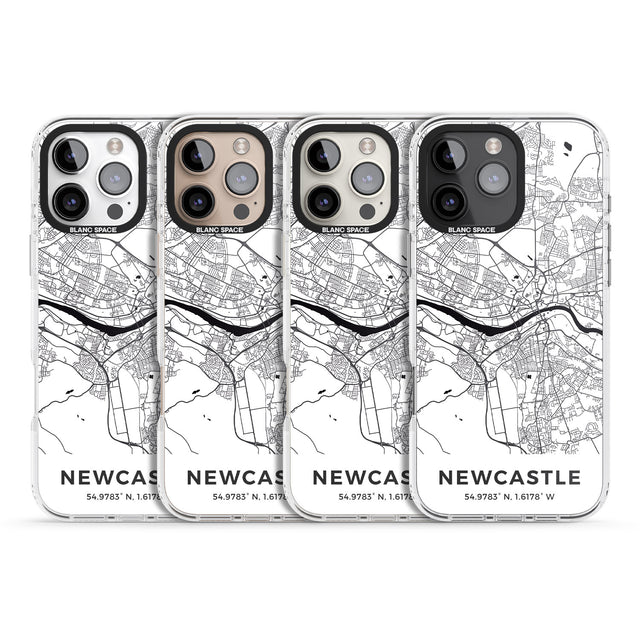 iPhone 16 Pro Max Map of Newcastle, England Black Impact Phone Case