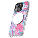 iPhone 16 Pro Max Pink, Blue & Purple Marbled Paper Pattern Black Impact Phone Case