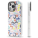 iPhone 16 Pro Max Colourful Squiggles Memphis Retro Pattern Design Black Impact Phone Case