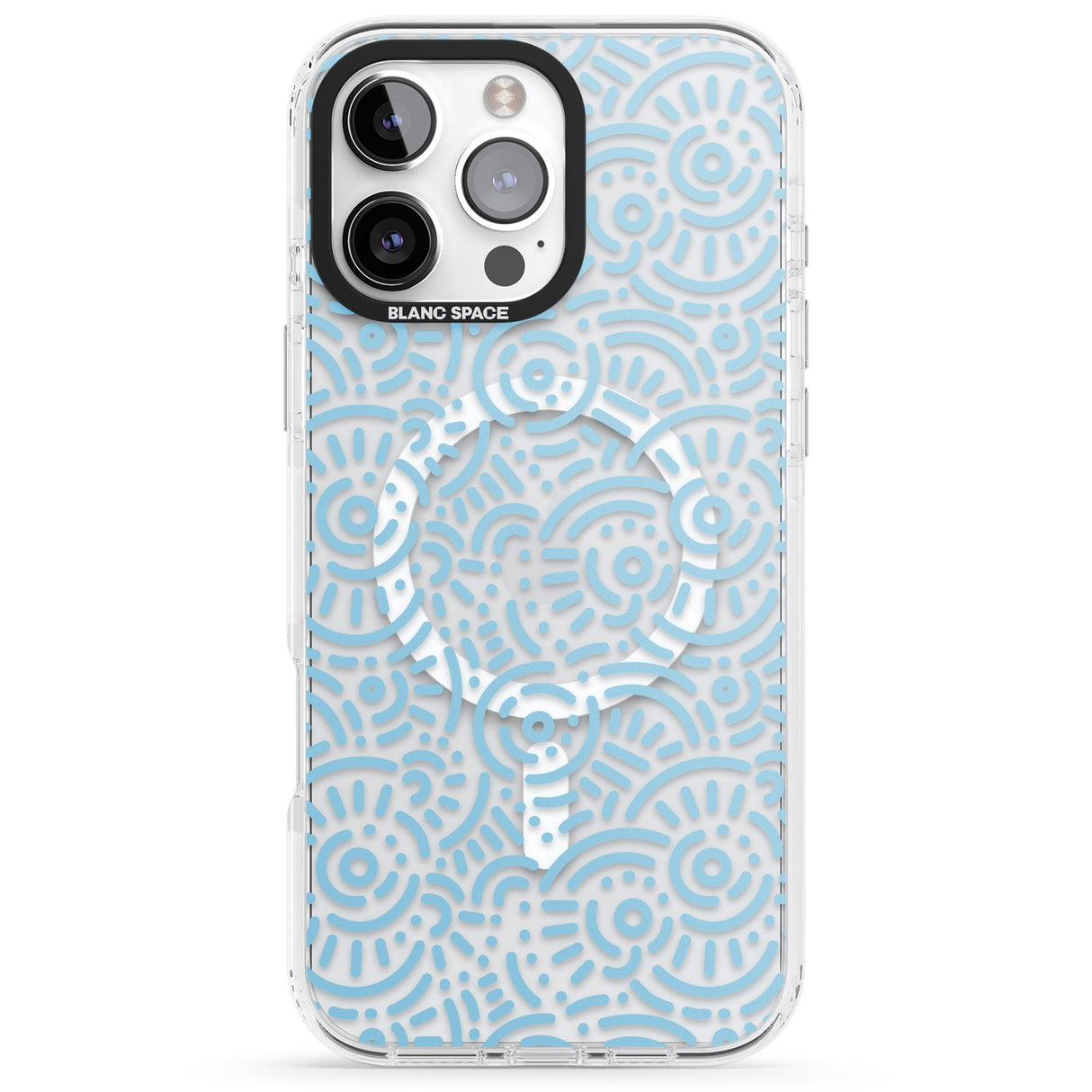 iPhone 16 Pro Max Light Blue Pattern Memphis Retro Pattern Design Black Impact Phone Case