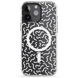 iPhone 16 Pro Max White Wavy Squiggles Memphis Retro Pattern Design Black Impact Phone Case