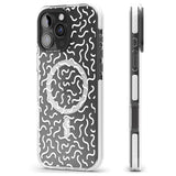 iPhone 16 Pro Max White Wavy Squiggles Memphis Retro Pattern Design Black Impact Phone Case