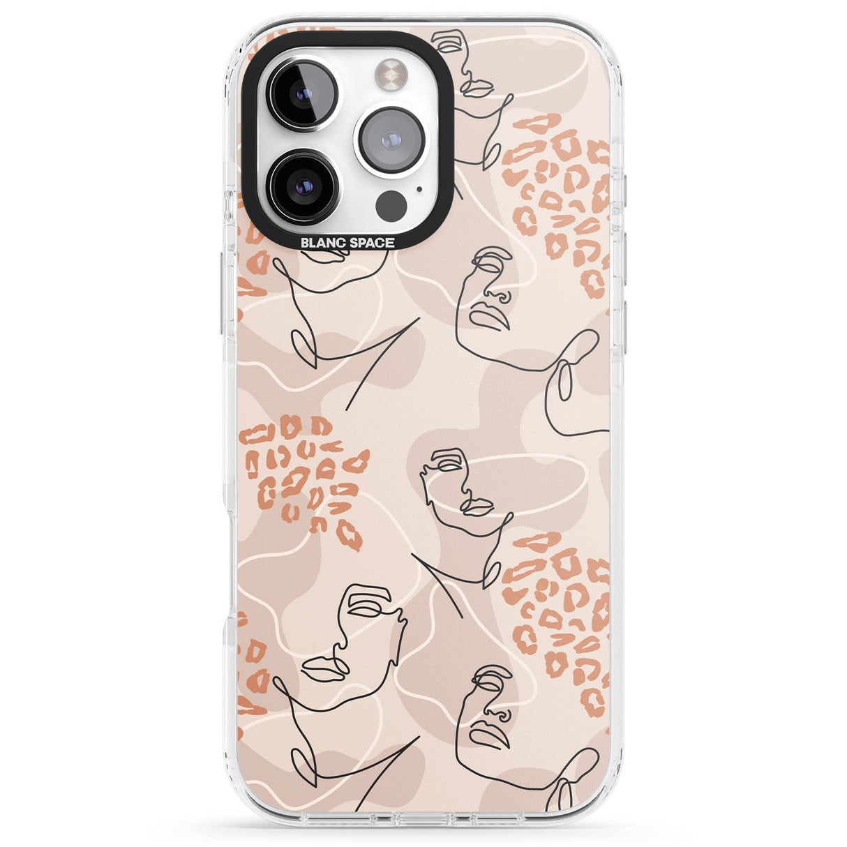 iPhone 16 Pro Max Leopard Print Stylish Abstract Faces Black Impact Phone Case