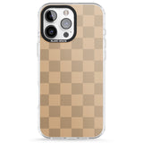 iPhone 16 Pro Max BEIGE CHECKERED Clear Impact Phone Case + Magsafe