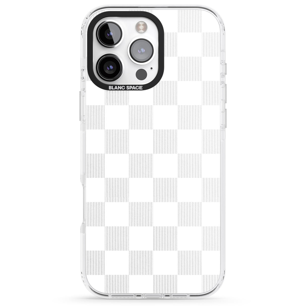 iPhone 16 Pro Max WHITE CHECKERED Black Impact Phone Case + Magsafe