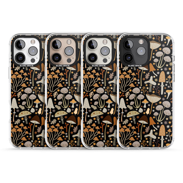 iPhone 16 Pro Max Sentimental Mushrooms Pattern Black Impact Phone Case