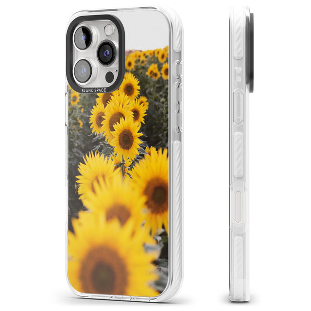 iPhone 16 Pro Max Sunflower Field Photograph Black Impact Phone Case