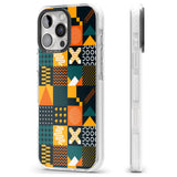 iPhone 16 Pro Max Funky Geometric Patterns: Orange & Dark Green Black Impact Phone Case