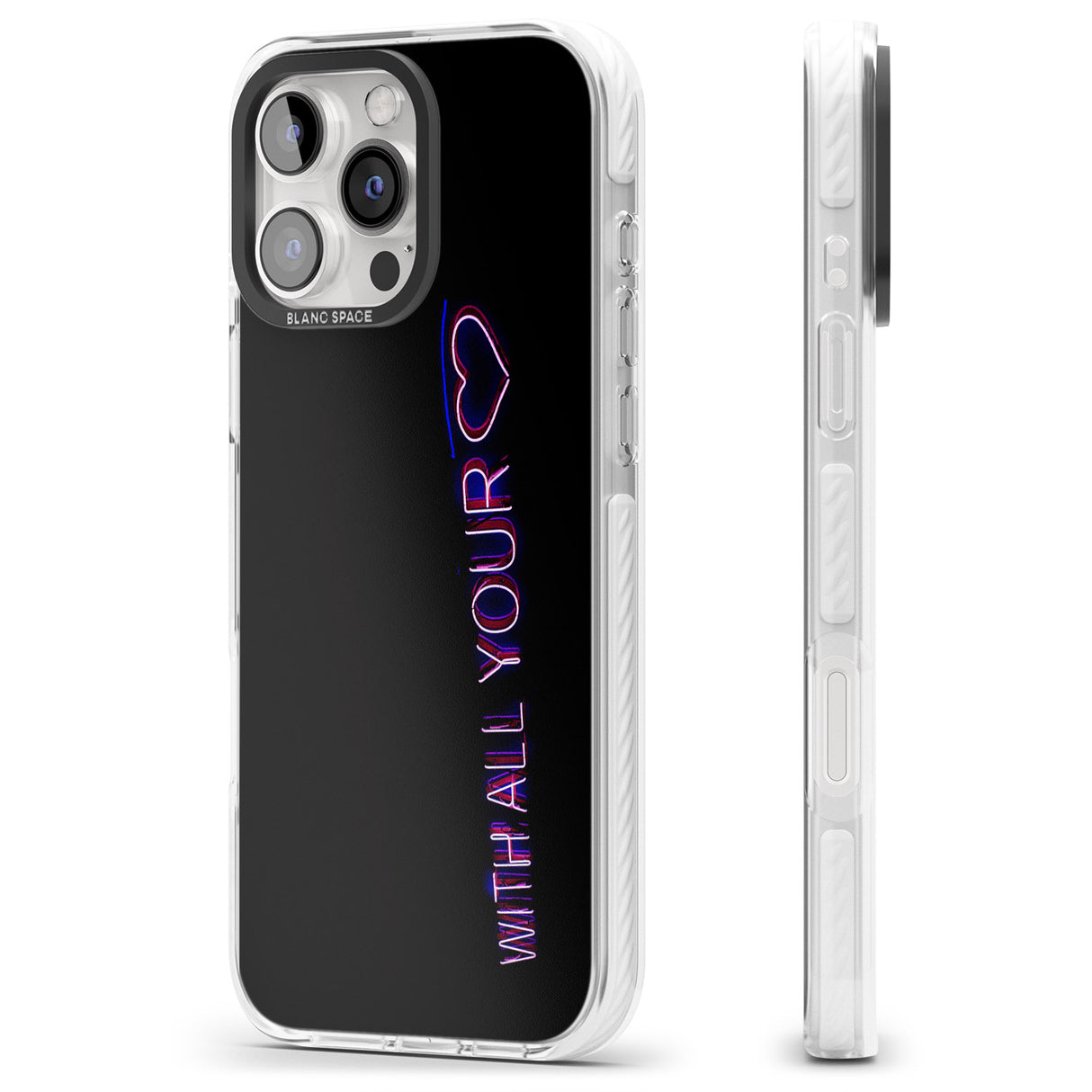 iPhone 16 Pro Max With All Your Heart Neon Sign Black Impact Phone Case