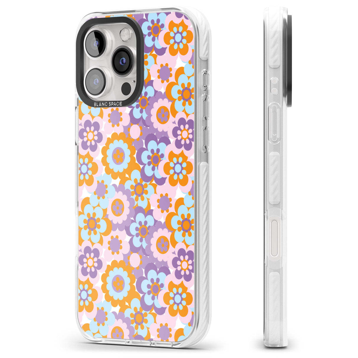 iPhone 16 Pro Max Flower Power Pattern Black Impact Phone Case