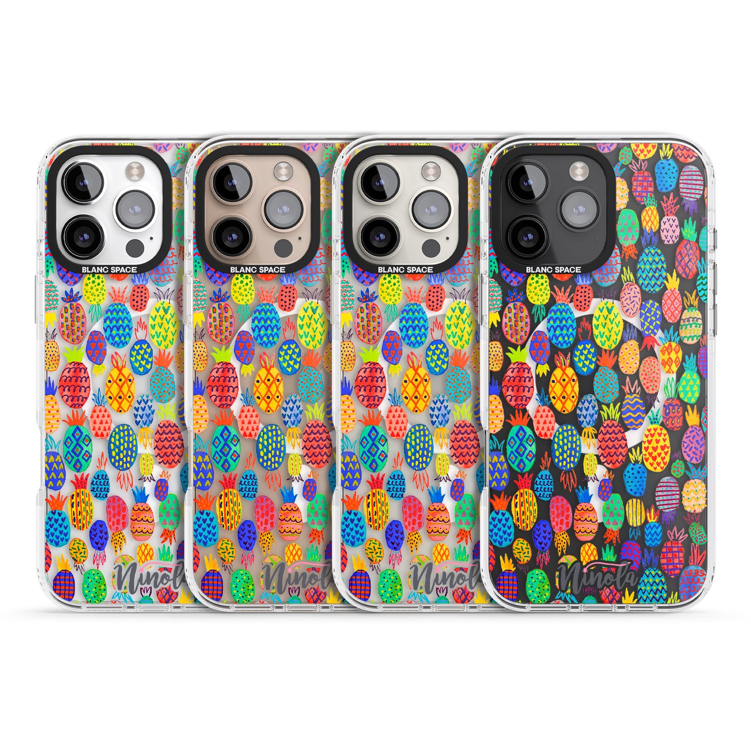 iPhone 16 Pro Max Cute Pineapples Black Impact Phone Case