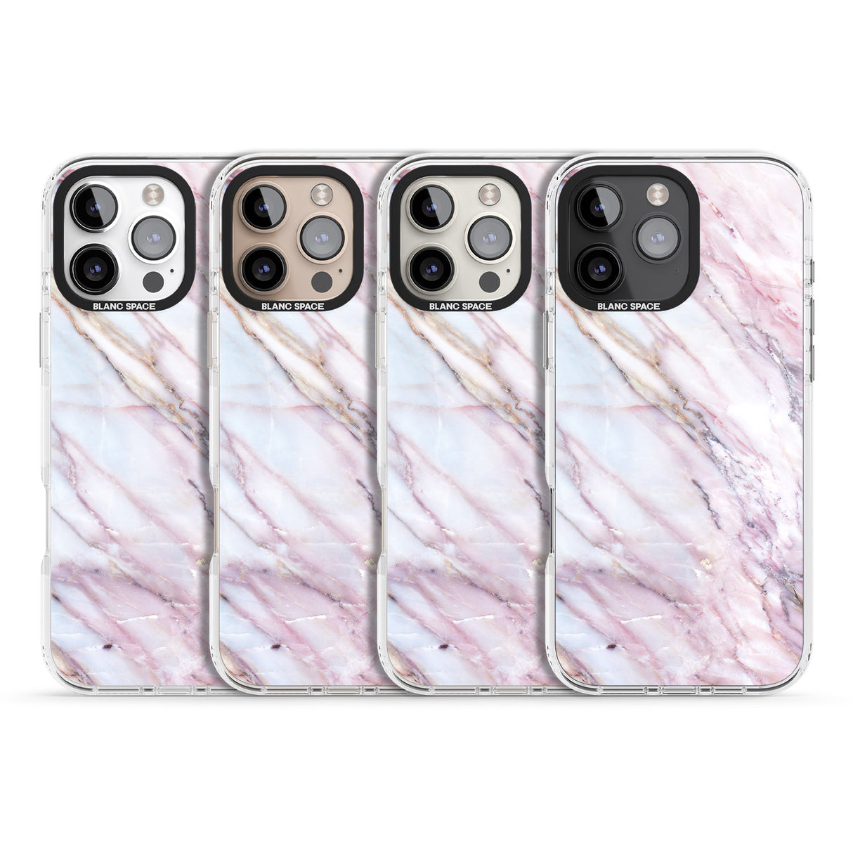 iPhone 16 Pro Max Pink & Purple Marble Black Impact Phone Case