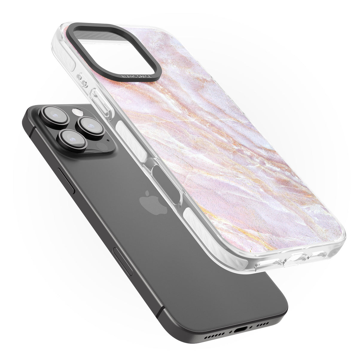 iPhone 16 Pro Max Soft Pink & Yellow Onyx Marble Black Impact Phone Case