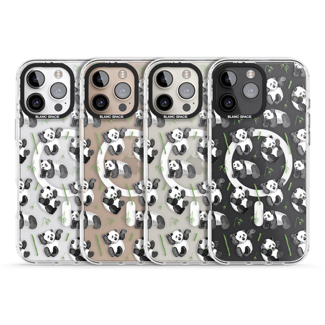 iPhone 16 Pro Max Watercolour Panda Pattern Black Impact Phone Case