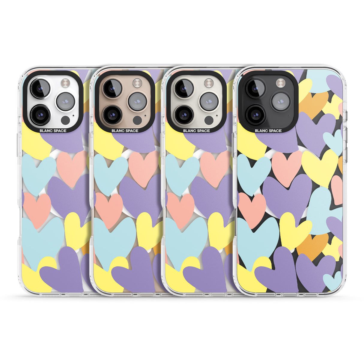 iPhone 16 Pro Max Pastel Hearts Black Impact Phone Case