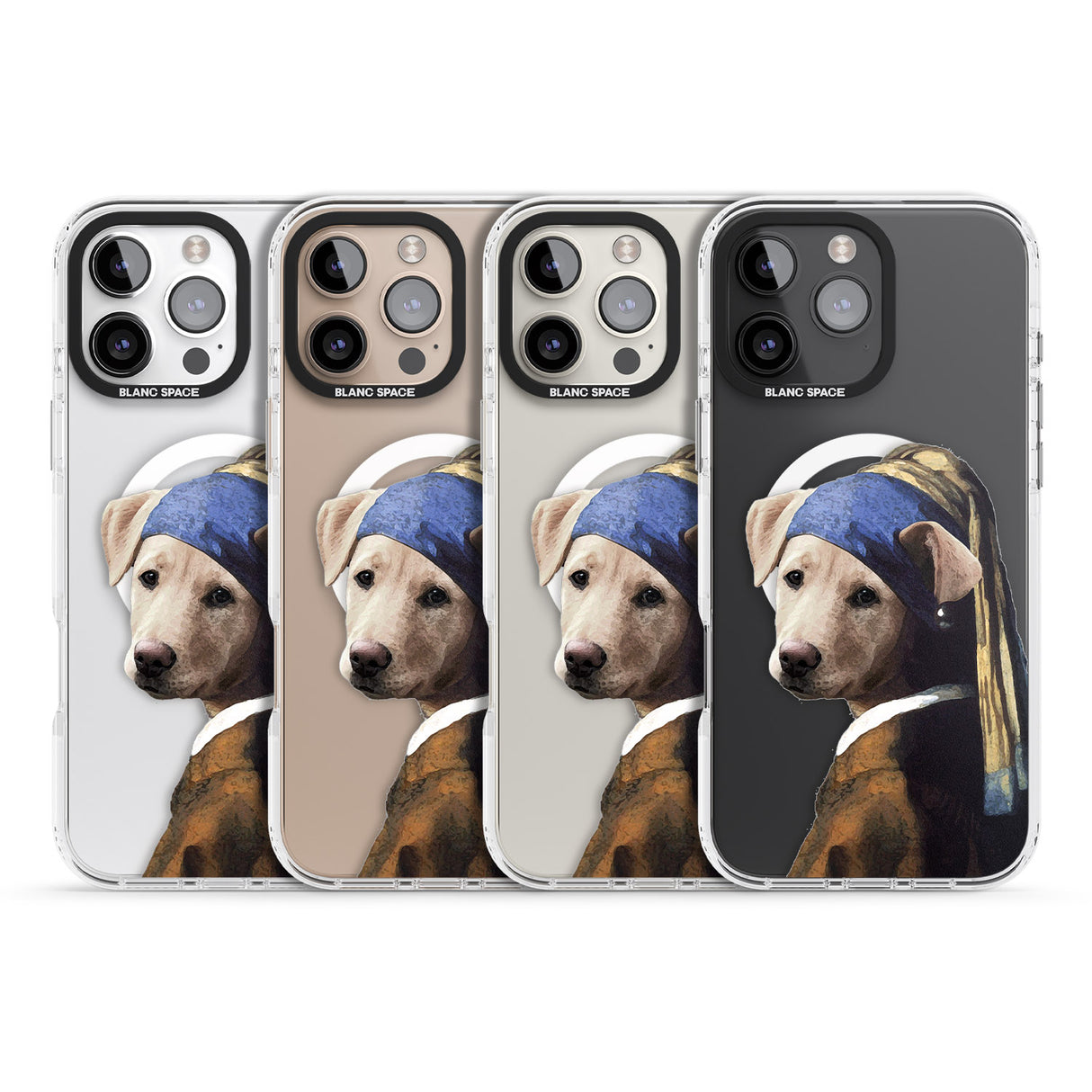 iPhone 16 Pro Max Doggo with a Pearl Earring Black Impact Phone Case