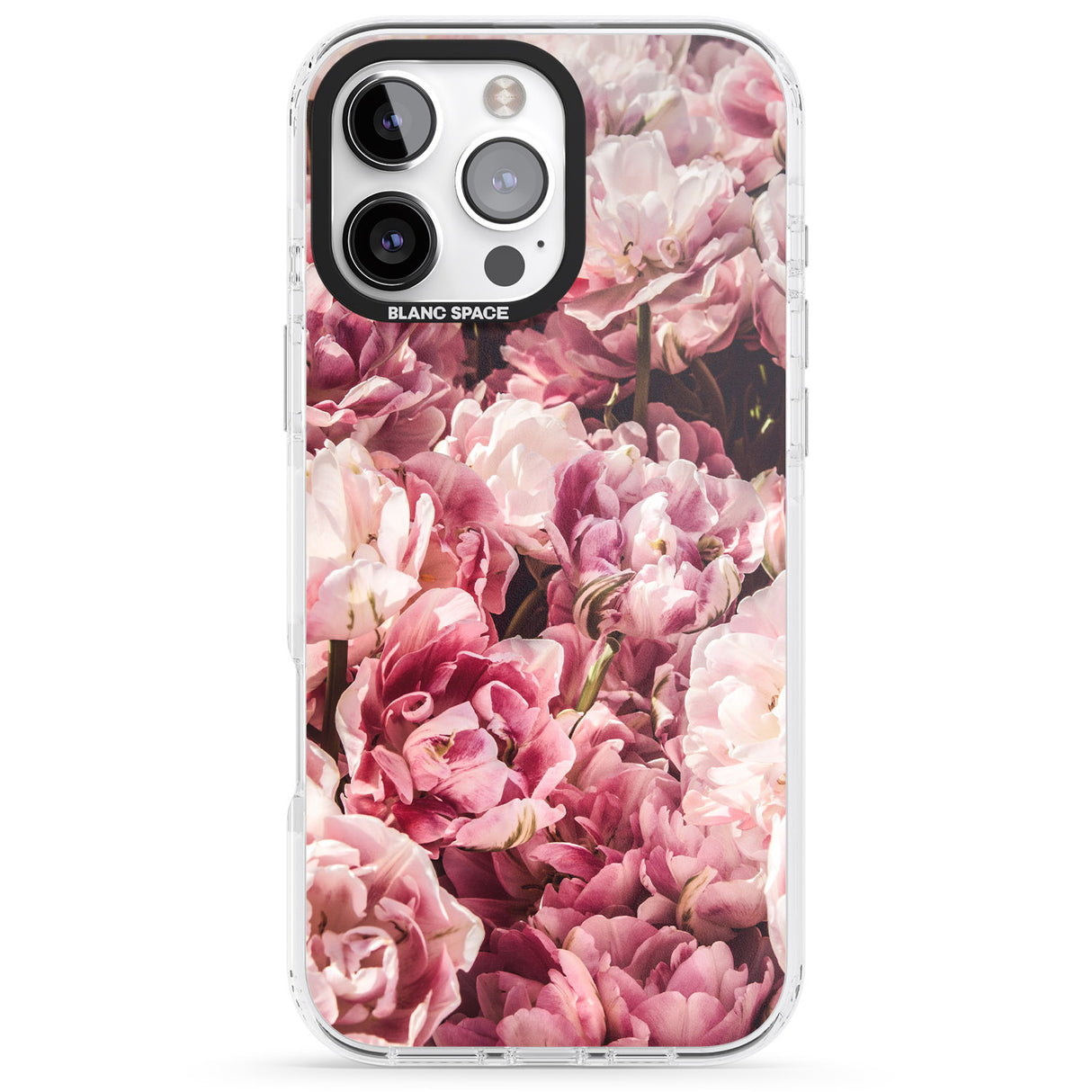 iPhone 16 Pro Max Pink Peonies Black Impact Phone Case