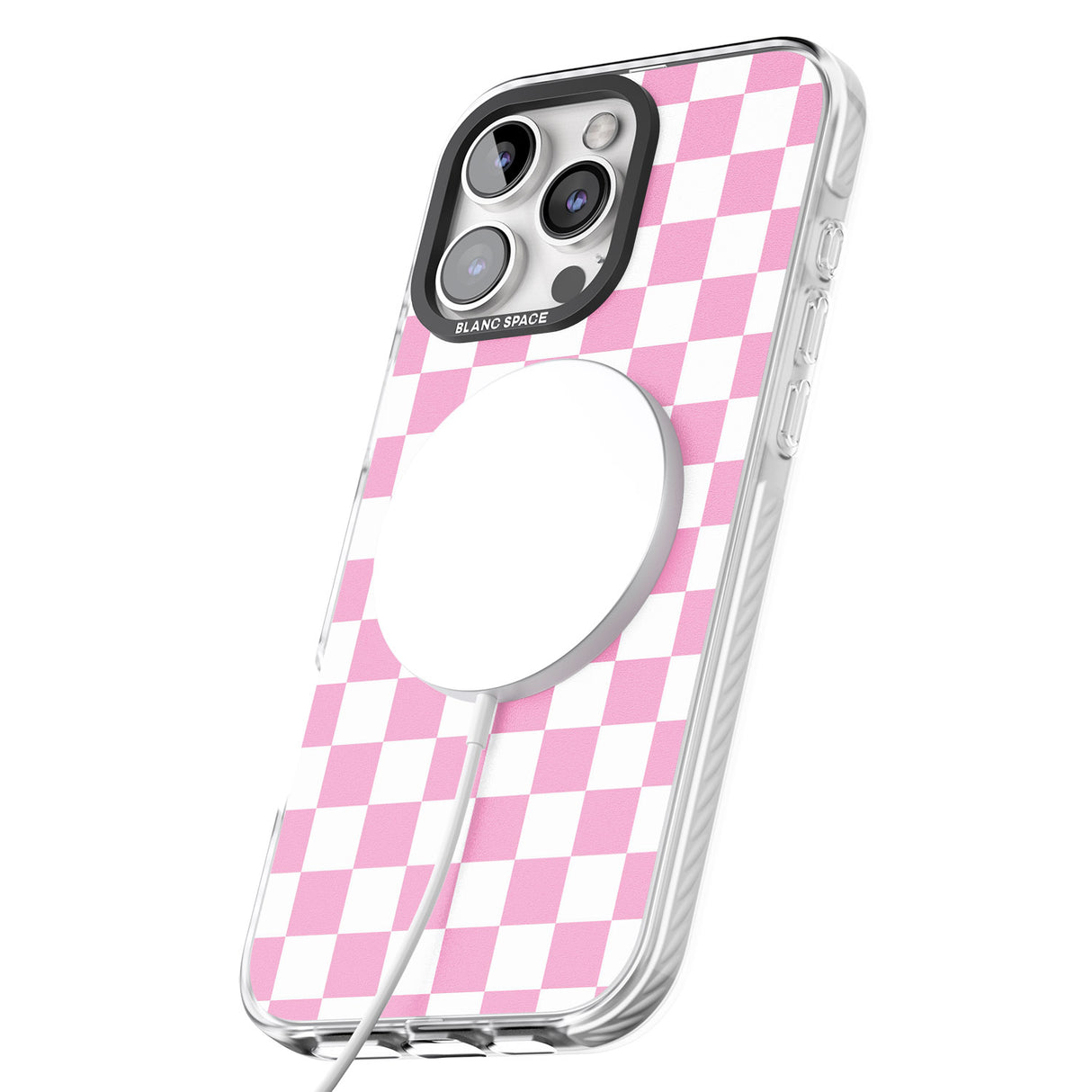 iPhone 16 Pro Max Pink Checkered Black Impact Phone Case