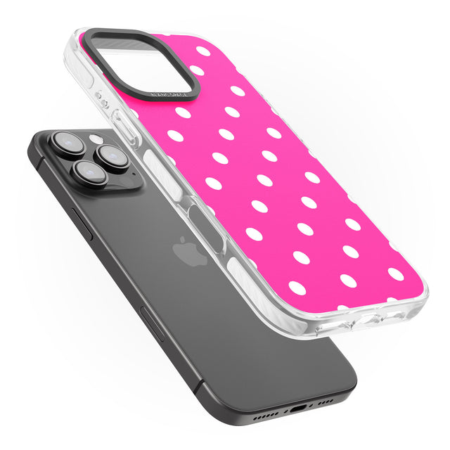 iPhone 16 Pro Max Pink Polka Dot Black Impact Phone Case