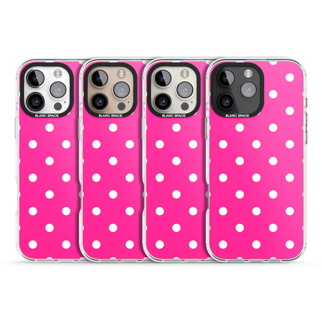 iPhone 16 Pro Max Pink Polka Dot Black Impact Phone Case