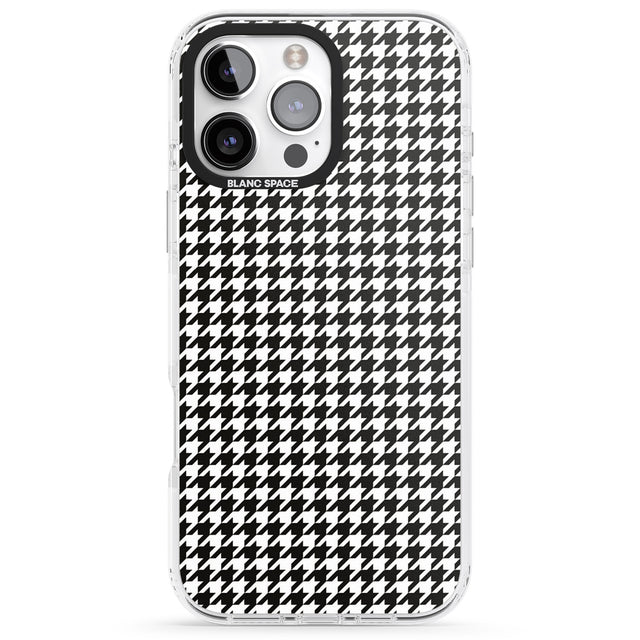 iPhone 16 Pro Max Chic Houndstooth Check Black Impact Phone Case