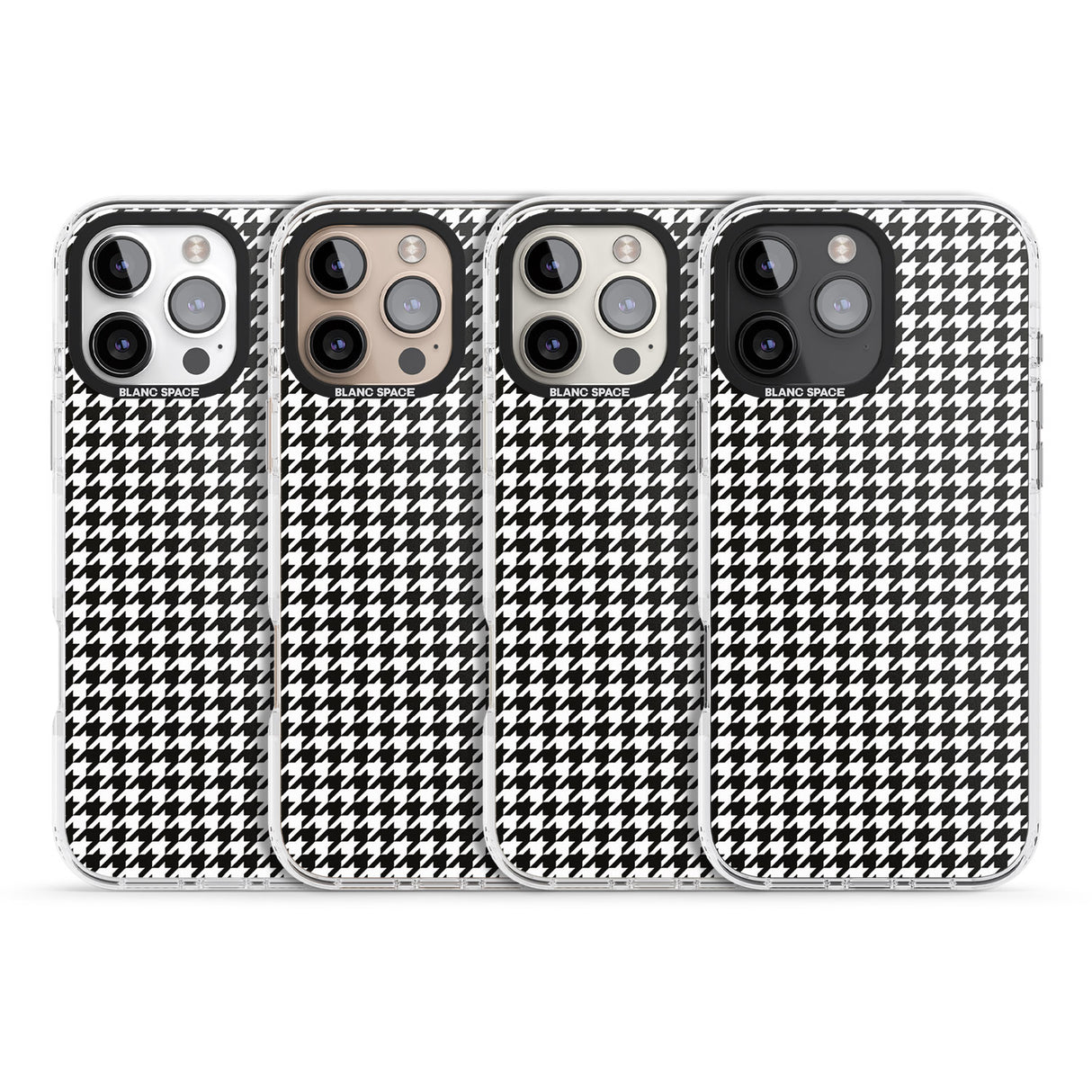 iPhone 16 Pro Max Chic Houndstooth Check Black Impact Phone Case