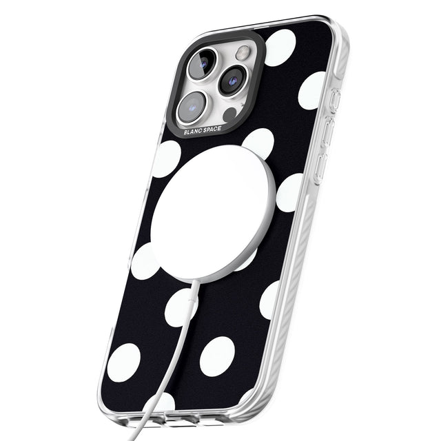 iPhone 16 Pro Max Chic Black Polka Dot Black Impact Phone Case