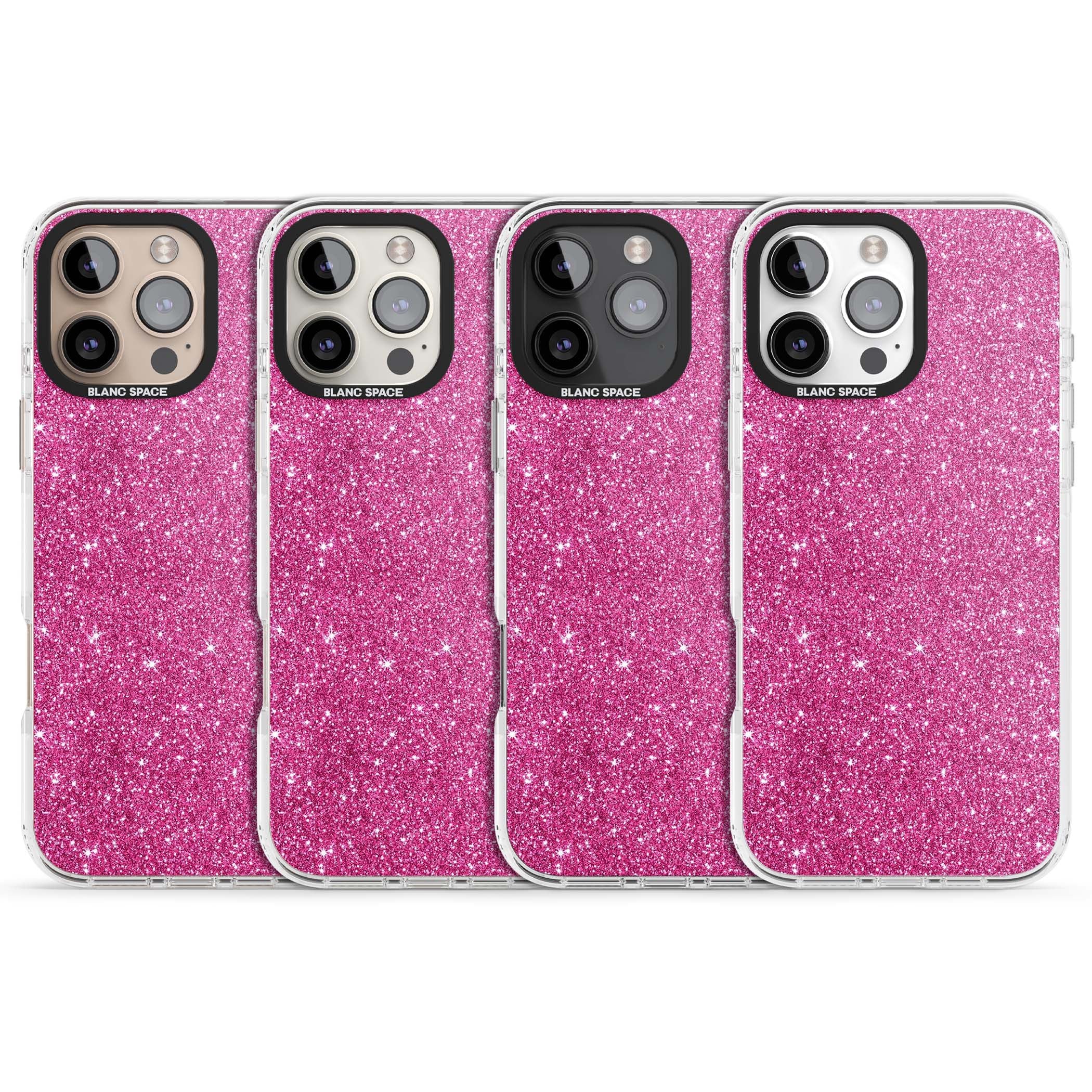 Pink Glitter Y2K iPhone case featuring hot pink glitter wallpaper with sparkle shimmer effect | Impact Magsafe case for iPhone 16 Pro, iPhone 16 Pro Max