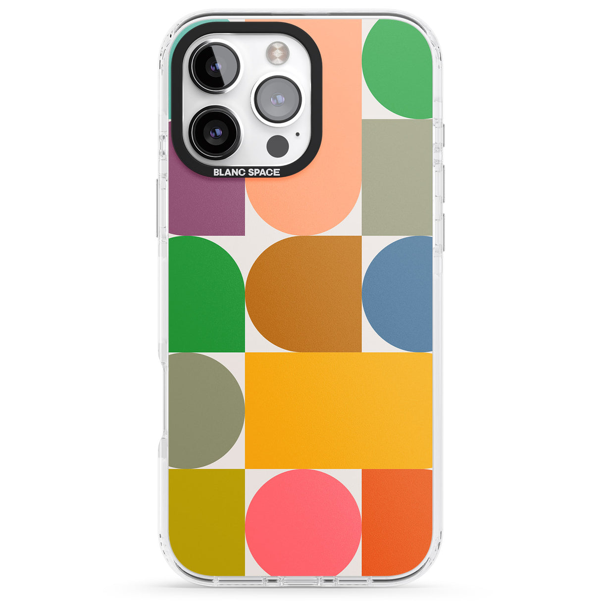 iPhone 16 Pro Max Abstract Retro Shapes: Rainbow Mix Black Impact Phone Case