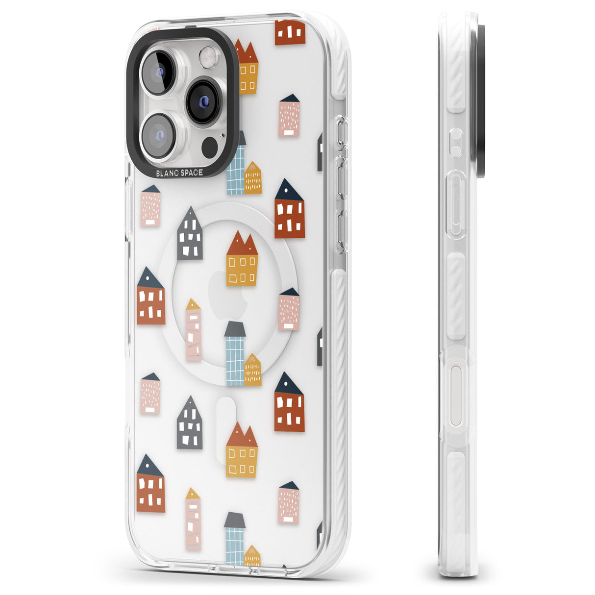 iPhone 16 Pro Max Cute Scandinavian Buildings Black Impact Phone Case