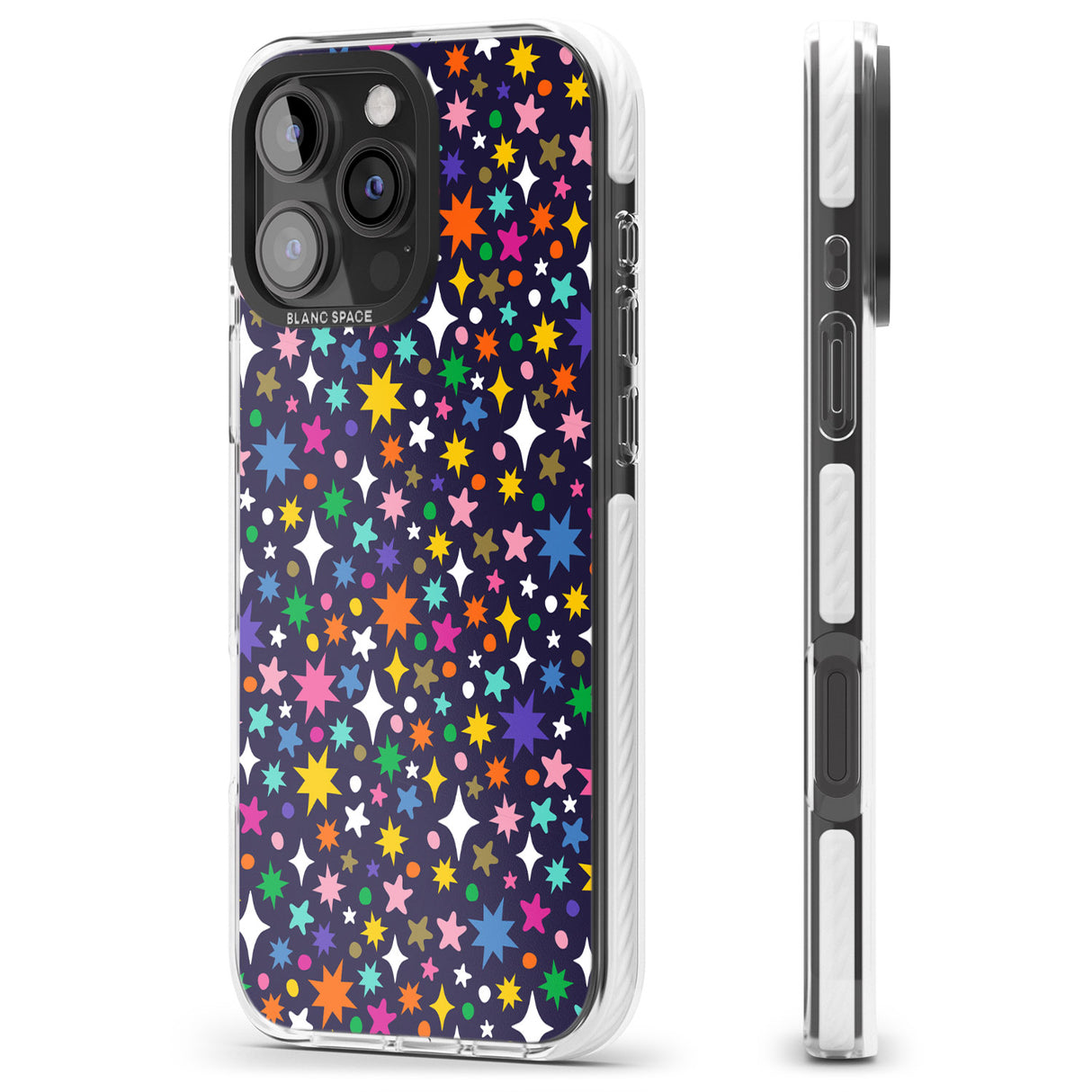 iPhone 16 Pro Max Rainbow Starburst (Purple) Black Impact Phone Case