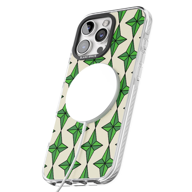 iPhone 16 Pro Max Emerald Stars Pattern Black Impact Phone Case