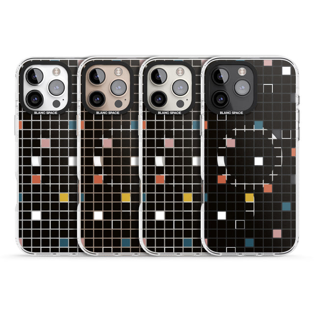 iPhone 16 Pro Max Earthtone Black Geometric Grid Black Impact Phone Case