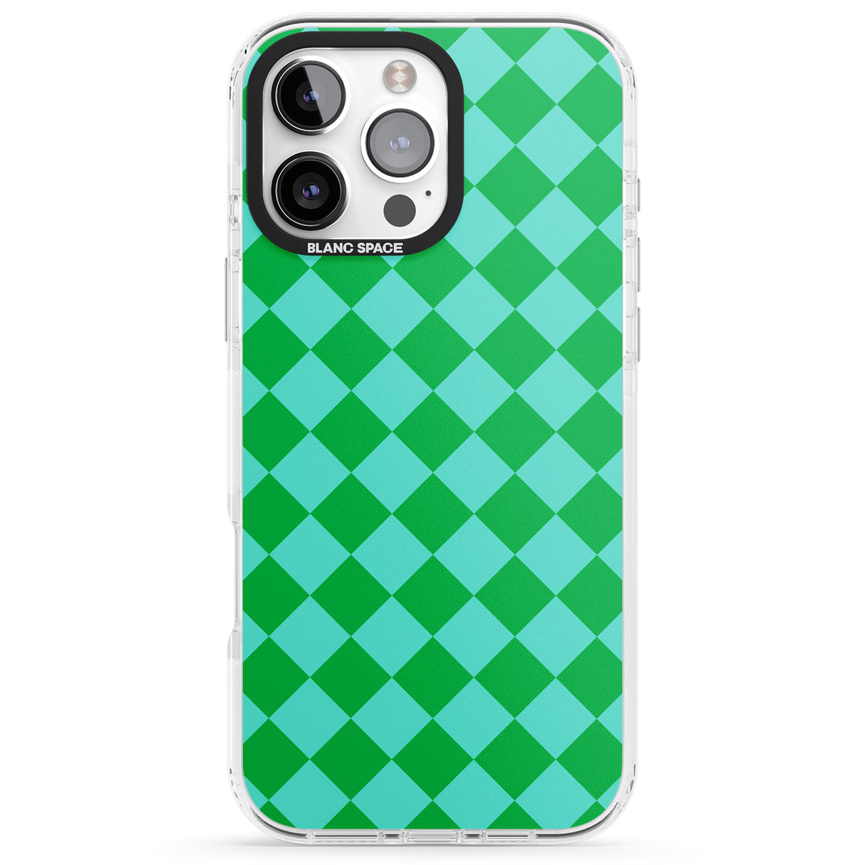 iPhone 16 Pro Max Retro Green Diamond Plaid Black Impact Phone Case