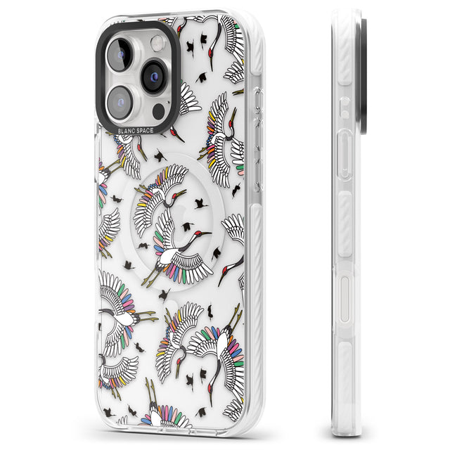 iPhone 16 Pro Max Colourful Crane Pattern Black Impact Phone Case