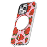 iPhone 16 Pro Max Strawberry Pattern (Pink) Black Impact Phone Case