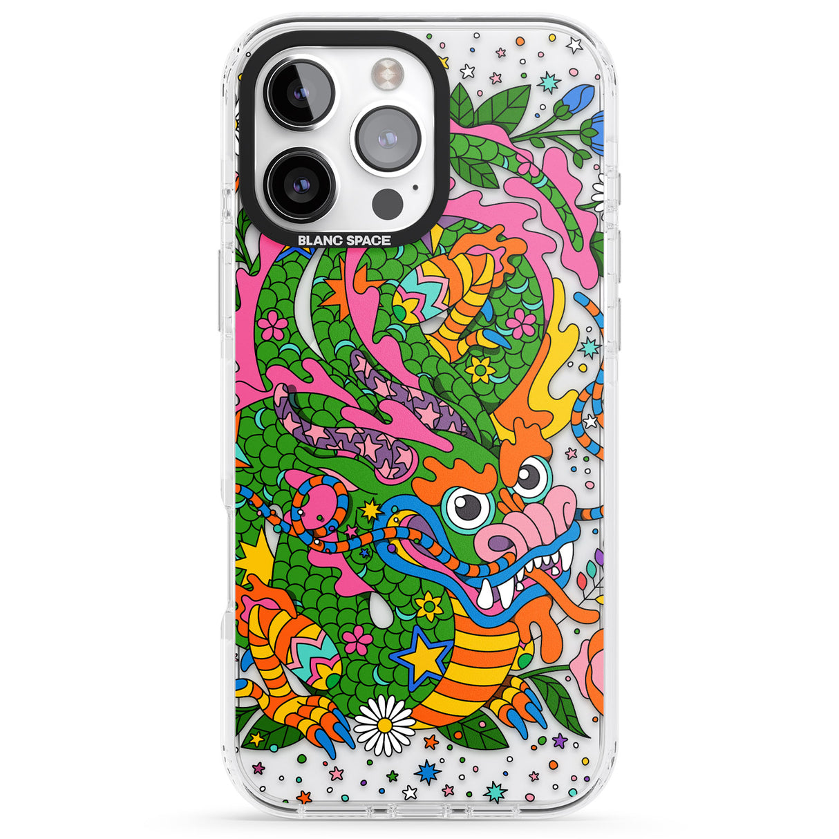 iPhone 16 Pro Max Psychedelic Jungle Dragon Black Impact Phone Case