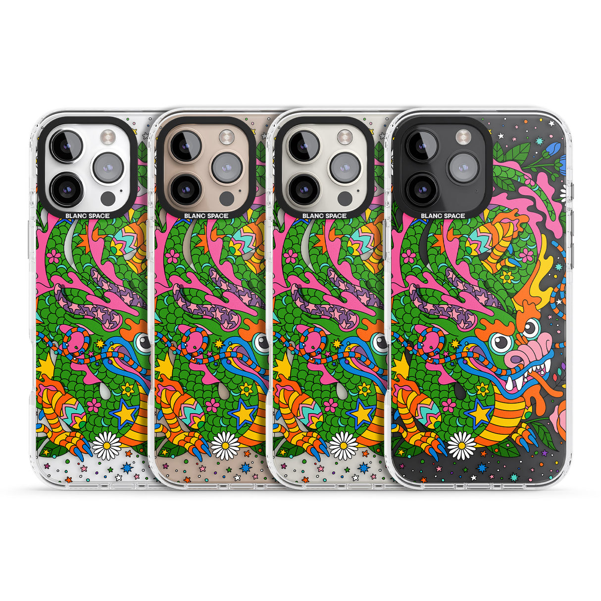 iPhone 16 Pro Max Psychedelic Jungle Dragon Black Impact Phone Case