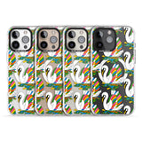 iPhone 16 Pro Max Colourful Swan Pattern Black Impact Phone Case