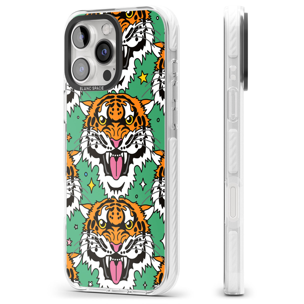 iPhone 16 Pro Max Fierce Jungle Tigers (Green) Black Impact Phone Case