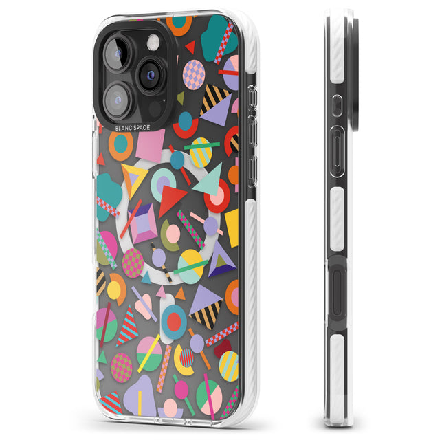 iPhone 16 Pro Max Retro Carnival Shapes Black Impact Phone Case