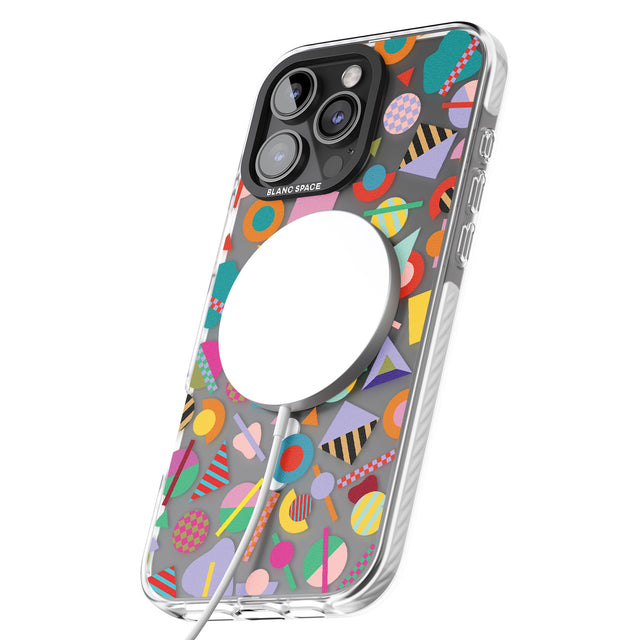 iPhone 16 Pro Max Retro Carnival Shapes Black Impact Phone Case