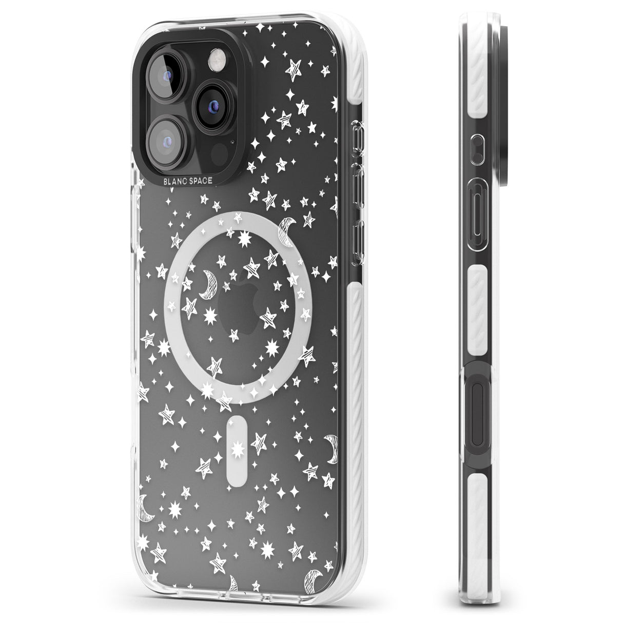 iPhone 16 Pro Max White Cosmic Galaxy Pattern Black Impact Phone Case