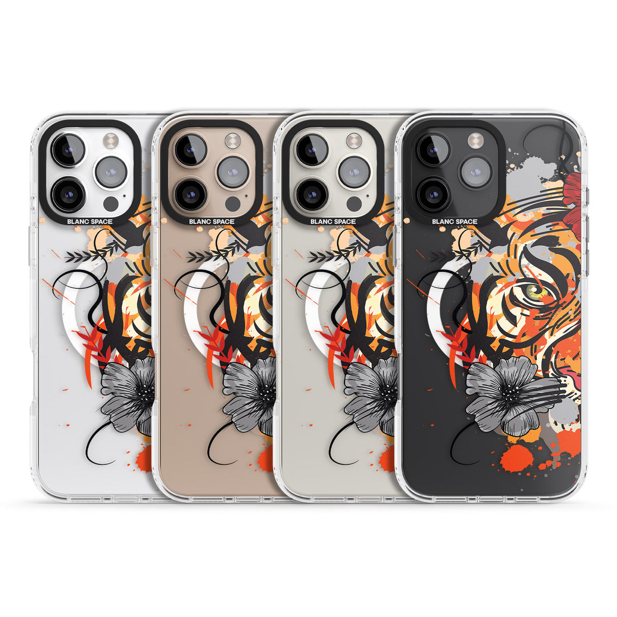 iPhone 16 Pro Max Sugar Skull Tiger Black Impact Phone Case