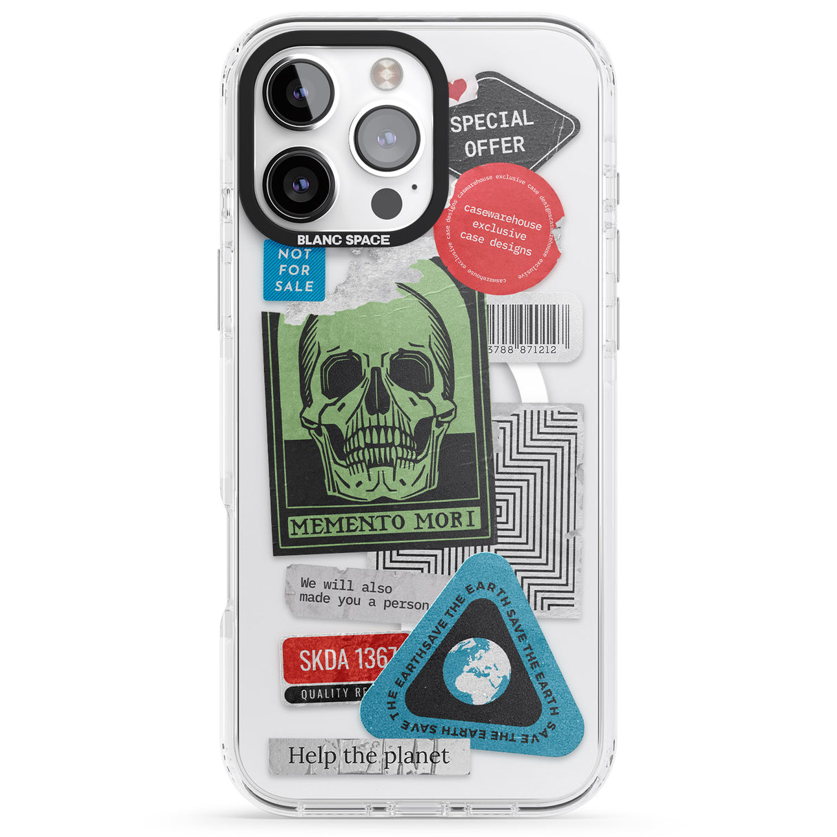 iPhone 16 Pro Max Skull Sticker Mix Black Impact Phone Case