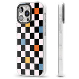 iPhone 16 Pro Max Vibrant Retro Checkered Black Impact Phone Case + Magsafe