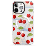 iPhone 16 Pro Max Vintage Cherries & Clouds Black Impact Phone Case + Magsafe