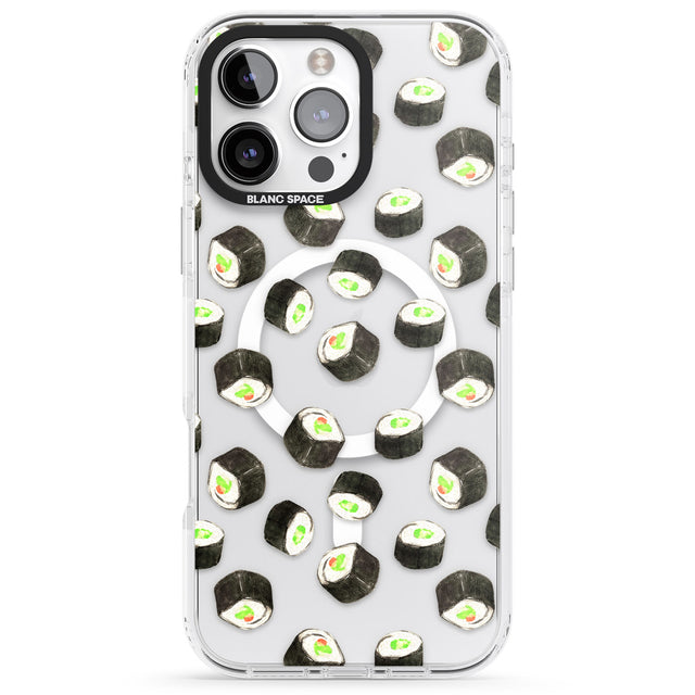 iPhone 16 Pro Max Maki Rolls Sushi Pattern Black Impact Phone Case