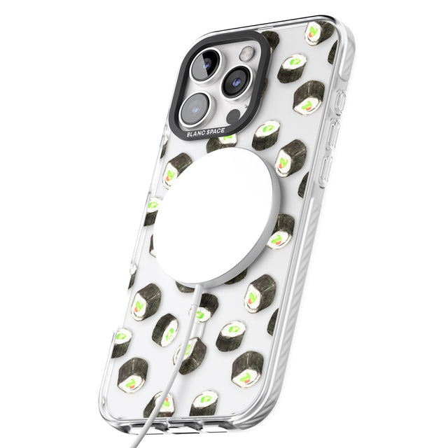 iPhone 16 Pro Max Maki Rolls Sushi Pattern Black Impact Phone Case